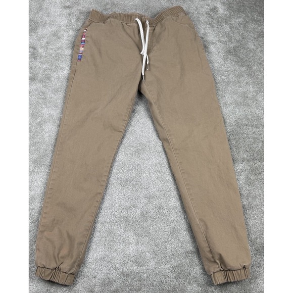 Wowie Rambler Jogger Pants Mens Medium Khaki Aztec Pockets Casual Drawstrings - Picture 1 of 8